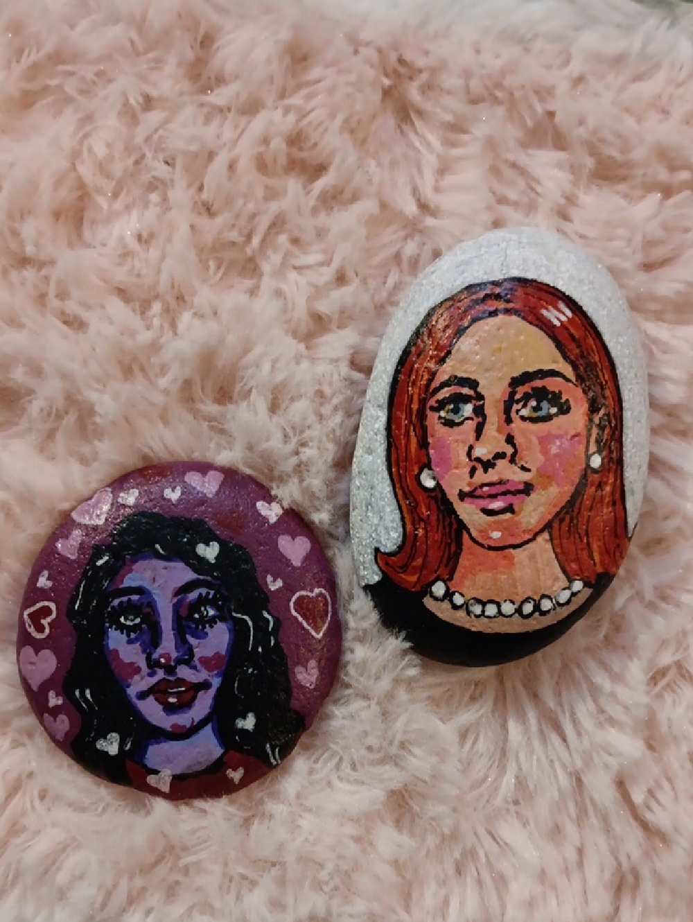🚫Hand-Painted Portrait River Rocks-Colorful Face🚫Excluded From Sale - Picture 8 of 10